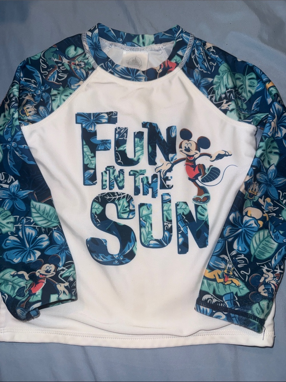 Disney Parks White and Blue Mickey 'Fun in the Sun' Rashguard
